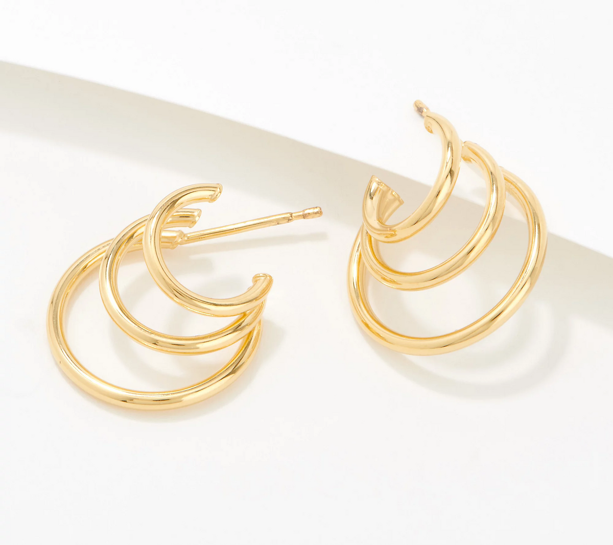 Gold One 1K Yellow Gold Triple Hoop Polished Finish Earring. (QVC $100 )
