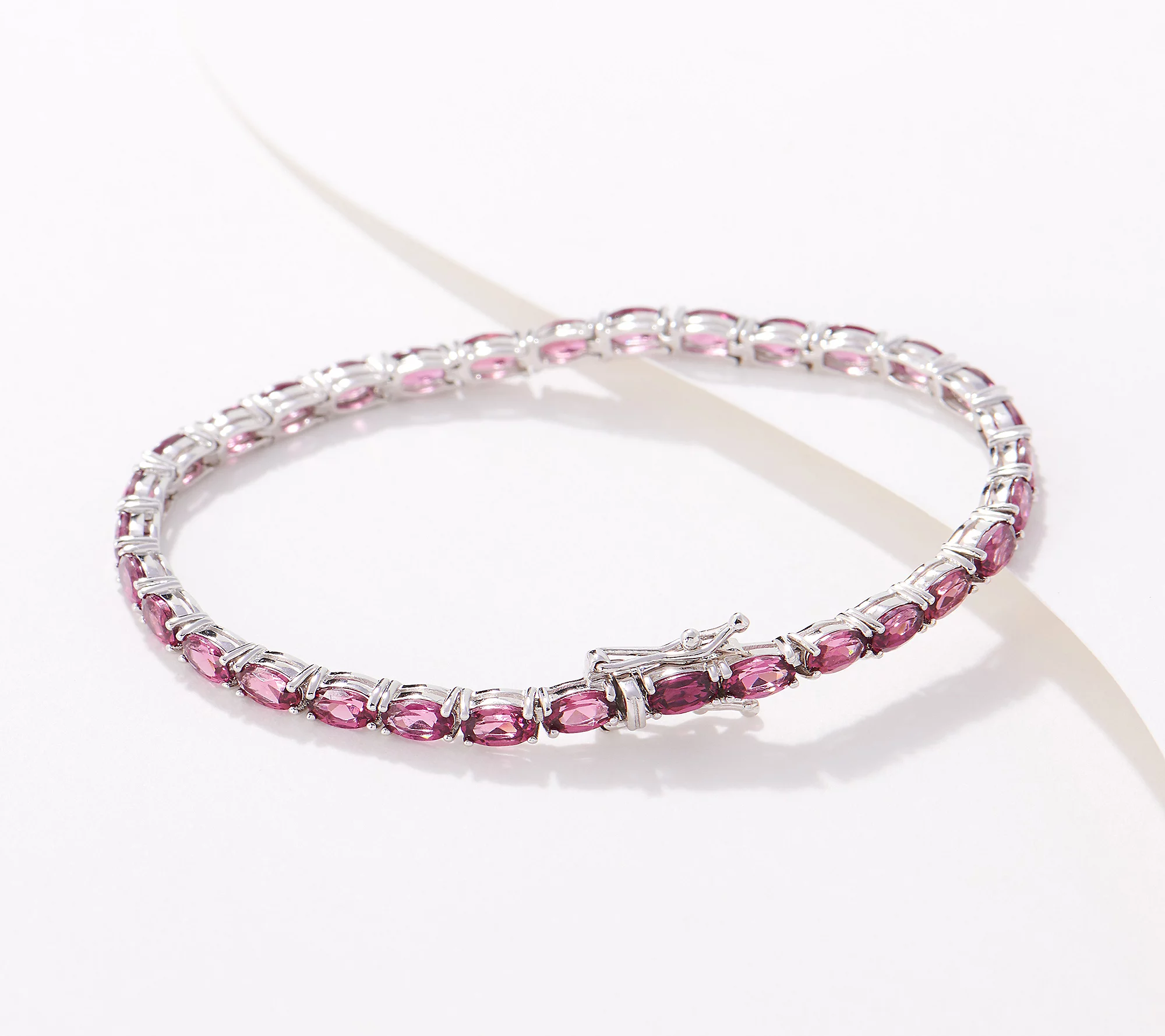 Generation Gems Sterling silver Oval-Cut Pink Rhodolite Tennis Bracelet 8"