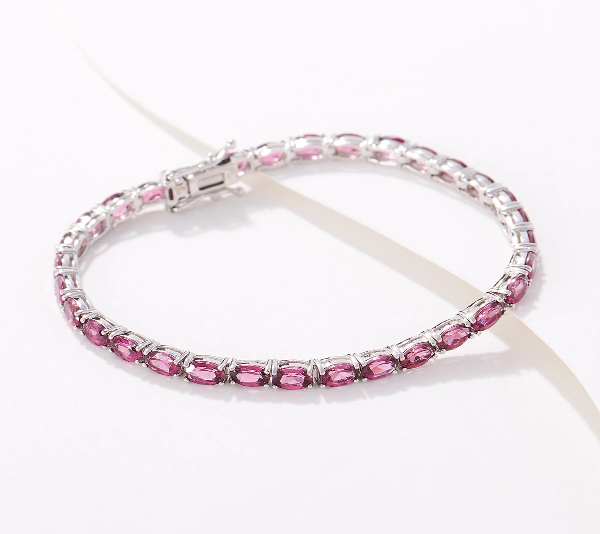 Generation Gems Sterling silver Oval-Cut Pink Rhodolite Tennis Bracelet 8"