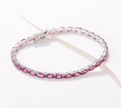 Generation Gems Sterling silver Oval-Cut Pink Rhodolite Tennis Bracelet 8"
