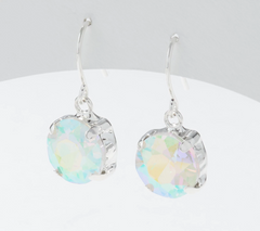 Kirks Folly Aurora Borealis Essentials Round French Wire Silvertone Earrings