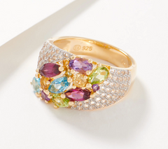 Affinity Gems Semi-Precious Multi Gemstone Waterfall Ring, Sterling Silver, Size 10