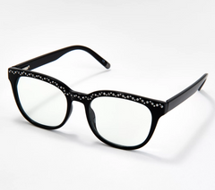 Diamonique Blue Light Blocking Black Reading Glasses Strength 3.0