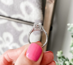 Diamonique 88 Facet Infinity Cut Bridal Rodium-Over SS  Ring Size 7