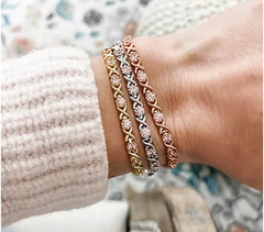 Diamonique Simulated Morganite XO Tennis Bracelet Sterling Silver, 8"