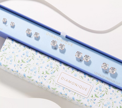 Diamonique Roseclad Sterling Silver Set of 5 120-Facet Prestige Cut Studs