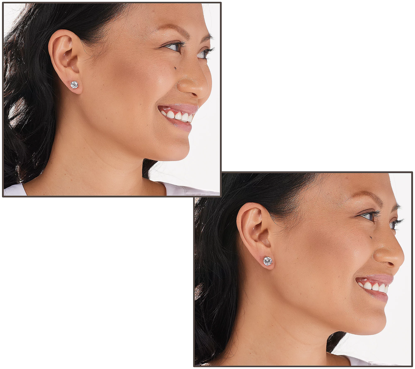 Diamonique Roseclad Sterling Silver Set of 5 120-Facet Prestige Cut Studs