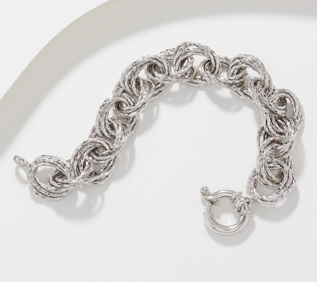 Sterling Silver Round Textured Bracelet by Silver Style, Average