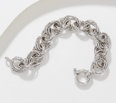 Sterling Silver Round Textured Bracelet by Silver Style, Average