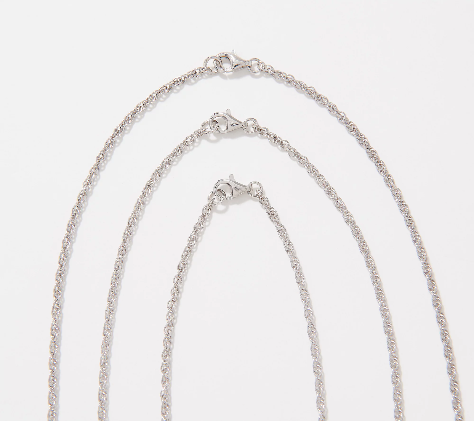 Sterling Silver Set of 3 Twisted Rope Chain Necklaces By Silver Style