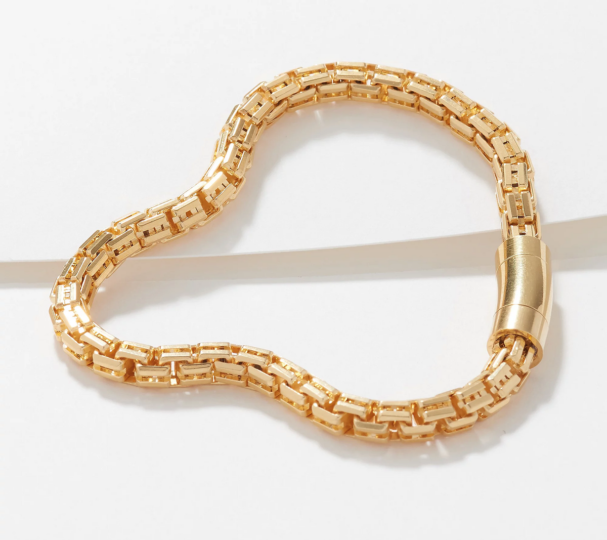 Italian Silver Split Link Bracelet, 14K yellow gold-plated sterling silver, 8"