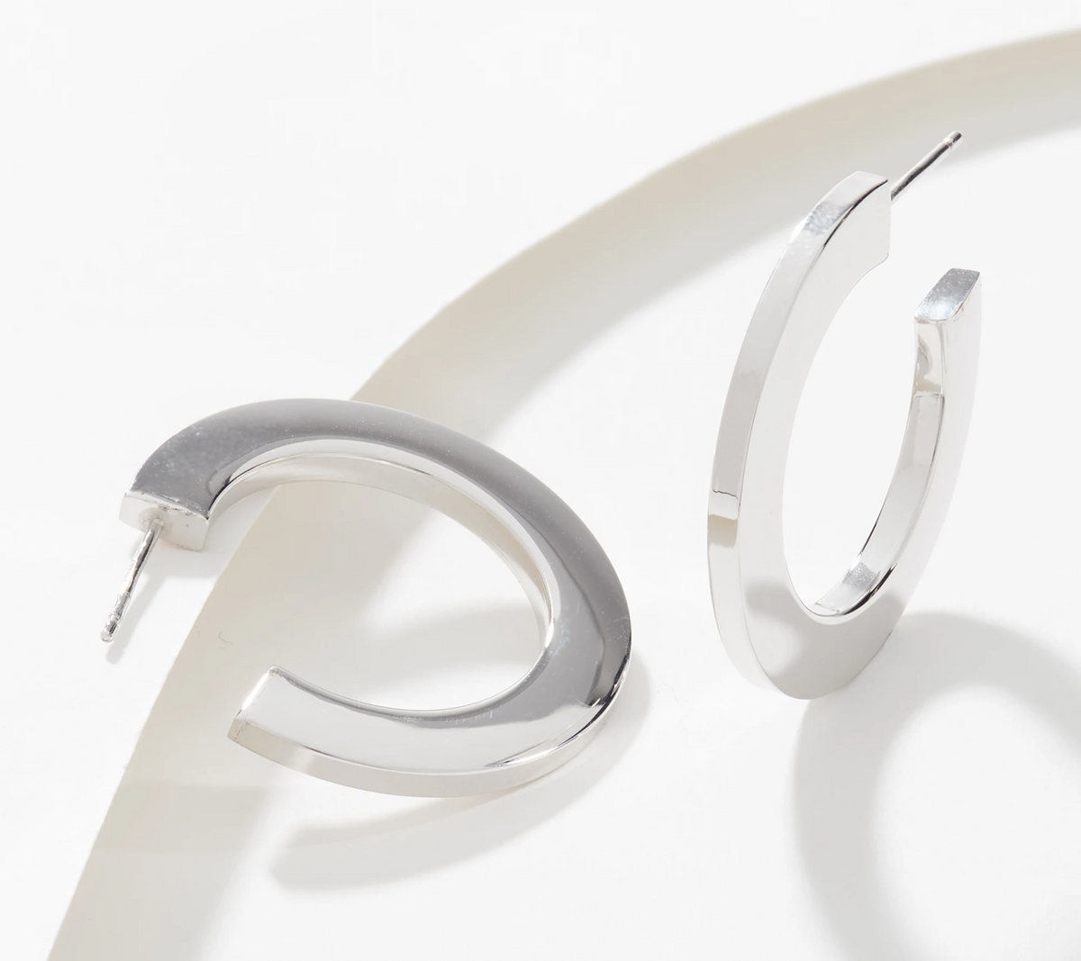 Italian Silver Polished Square Tube Hoop  Sterling Silver Earrings