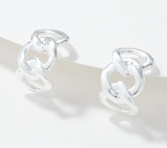 UltraFine Silver Polished Curb Link Earrings