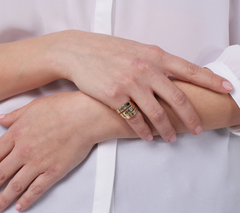 Italian Silver S/3 Polished Inspiration Rings, 18K gold-plated Sterling silver, Size 8