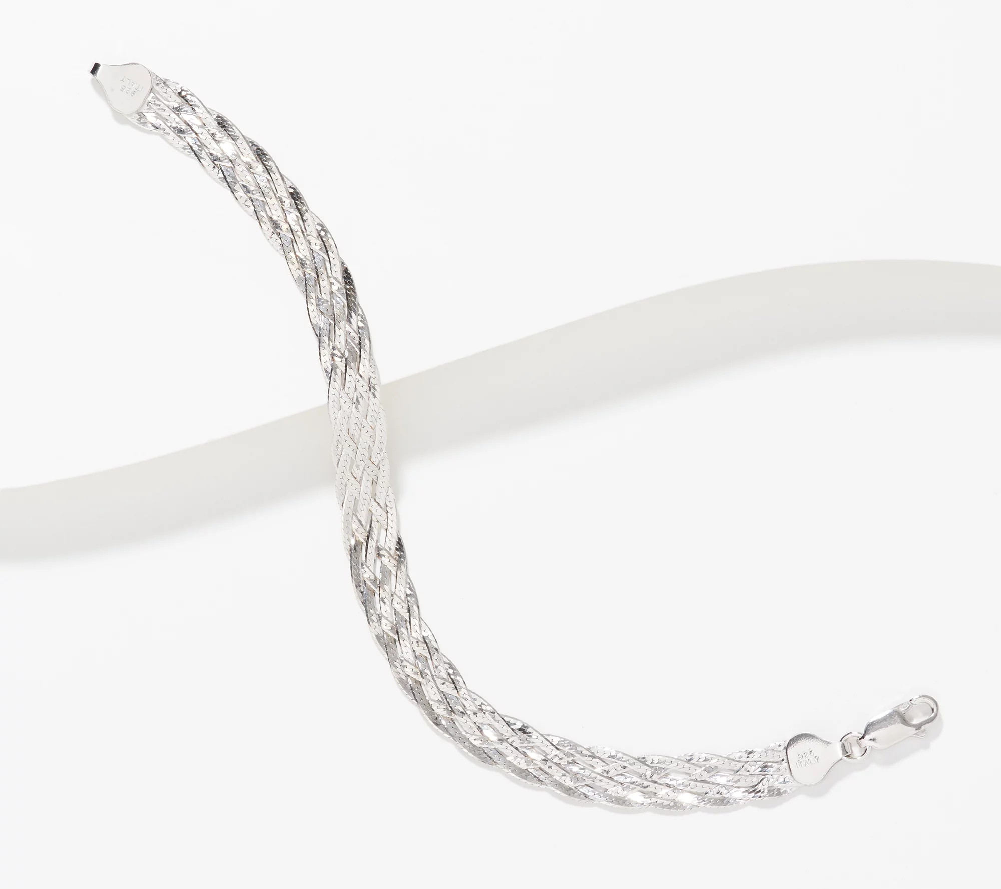 Sterling Silver Diamond-Cut Box Chain Bracelet, Size 7-1/4