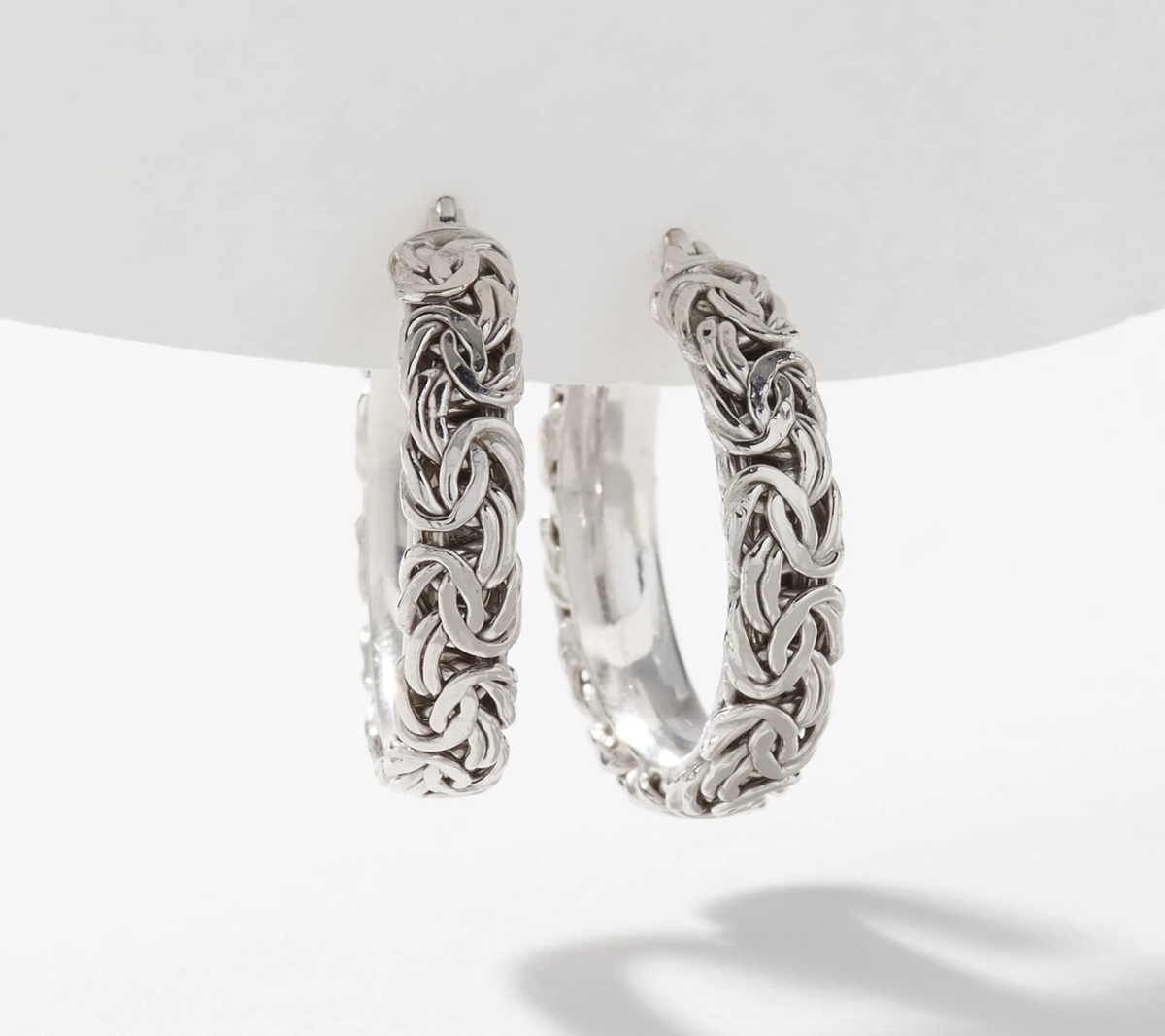 Sterling Silver Byzantine 1" Hoop Earrings By Silver Style