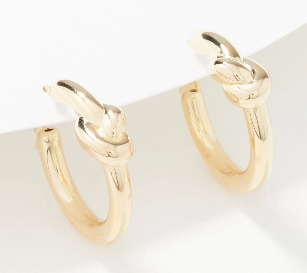 Italian Silver Polished 1" Knot Hoop Earrings, Yellow Sterling Silver, Size 1"