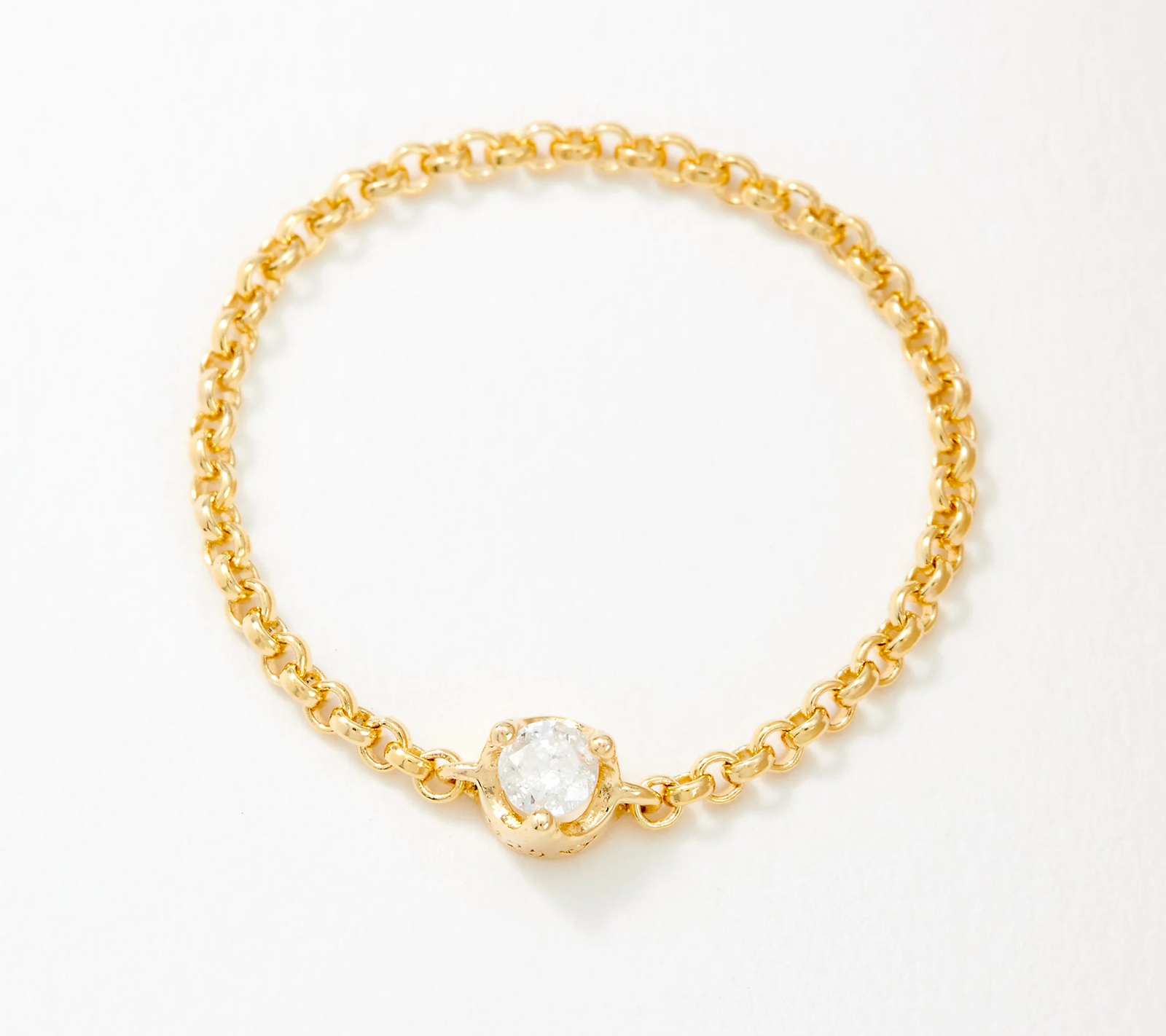 Affinity Gold-Over Sterling Silver Diamonds Chain Ring Size 8