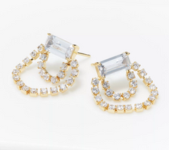 Diamonique x Lisa Freede Goldtone Brass CZ Emerald Double Starlet Earrings