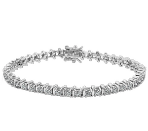 Diamonique Platinum Clad Sterling Silver Tennis Bracelet 6-3/4"