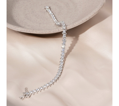 Diamonique Platinum Clad Sterling Silver Tennis Bracelet 6-3/4"