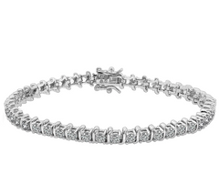 Diamonique Platinum Clad Sterling Silver Tennis Bracelet 6-3/4"