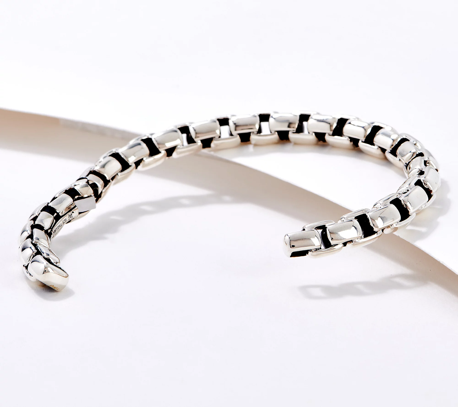 JAI Sterling Silver Box Chain Cuff X-Large
