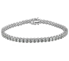 Diamonique Sterling Princess-Cut Tennis Bracelet