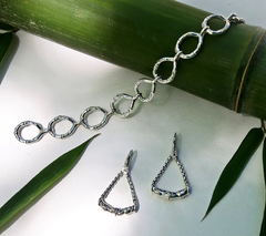JAI Sterling Silver Bamboo Box Chain Drop Earrings