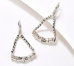JAI Sterling Silver Bamboo Box Chain Drop Earrings