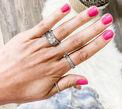 Diamonique Sterling Silver Set of 4 Round & Emerald Cut Stack Rings Sterling Silver Size 5