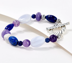 American West Sterling Silver Gemstone Bead Toggle, Cooltone Bracelet,  8"