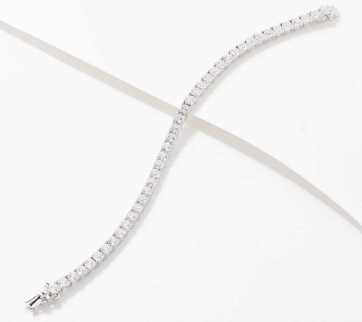 Diamonique Sterling Silver 100 Facet Tennis Bracelet  8"