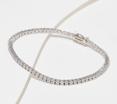 Diamonique Sterling Silver 100 Facet Tennis Bracelet  8"