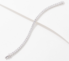 Diamonique Sterling Silver 100 Facet Tennis Bracelet  8"
