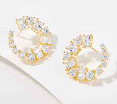 Diamonique Gold Clad Sterling Silve Mixed Cut Wrap Around Earrings