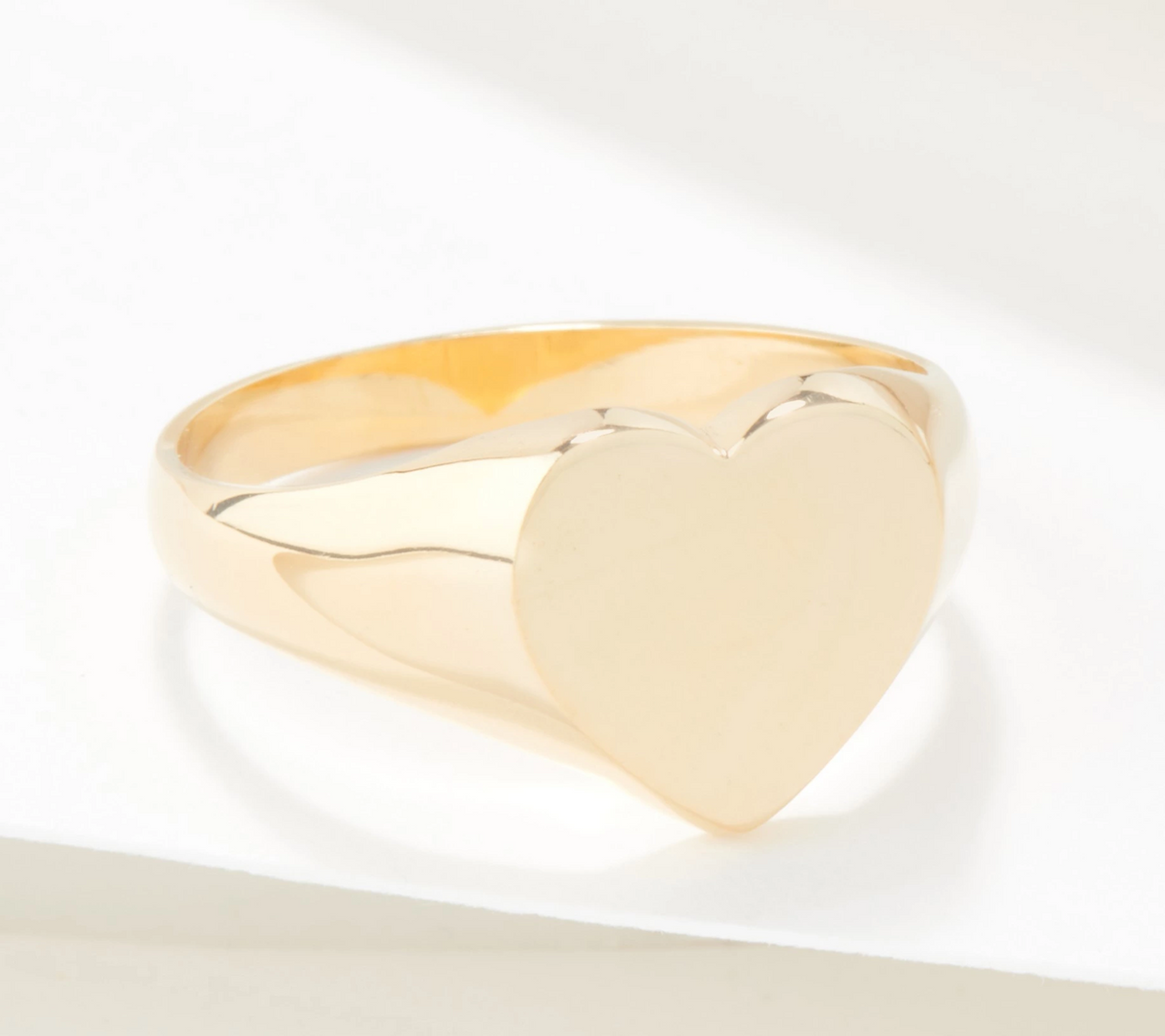 Gold One 1K Gold Signet Heart Ring, Size 11