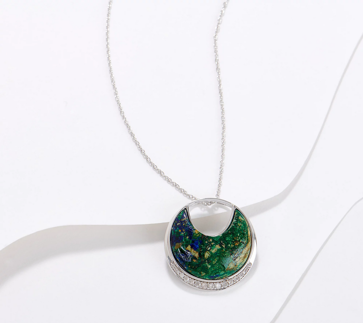 Generations Gems Carved Azurite Gemstone Sterlung Silver Necklace