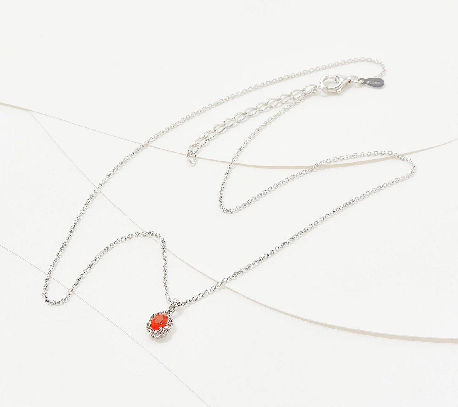 Generation Gems Exotic Oval Fire Opal Pendant Sterling Silver
