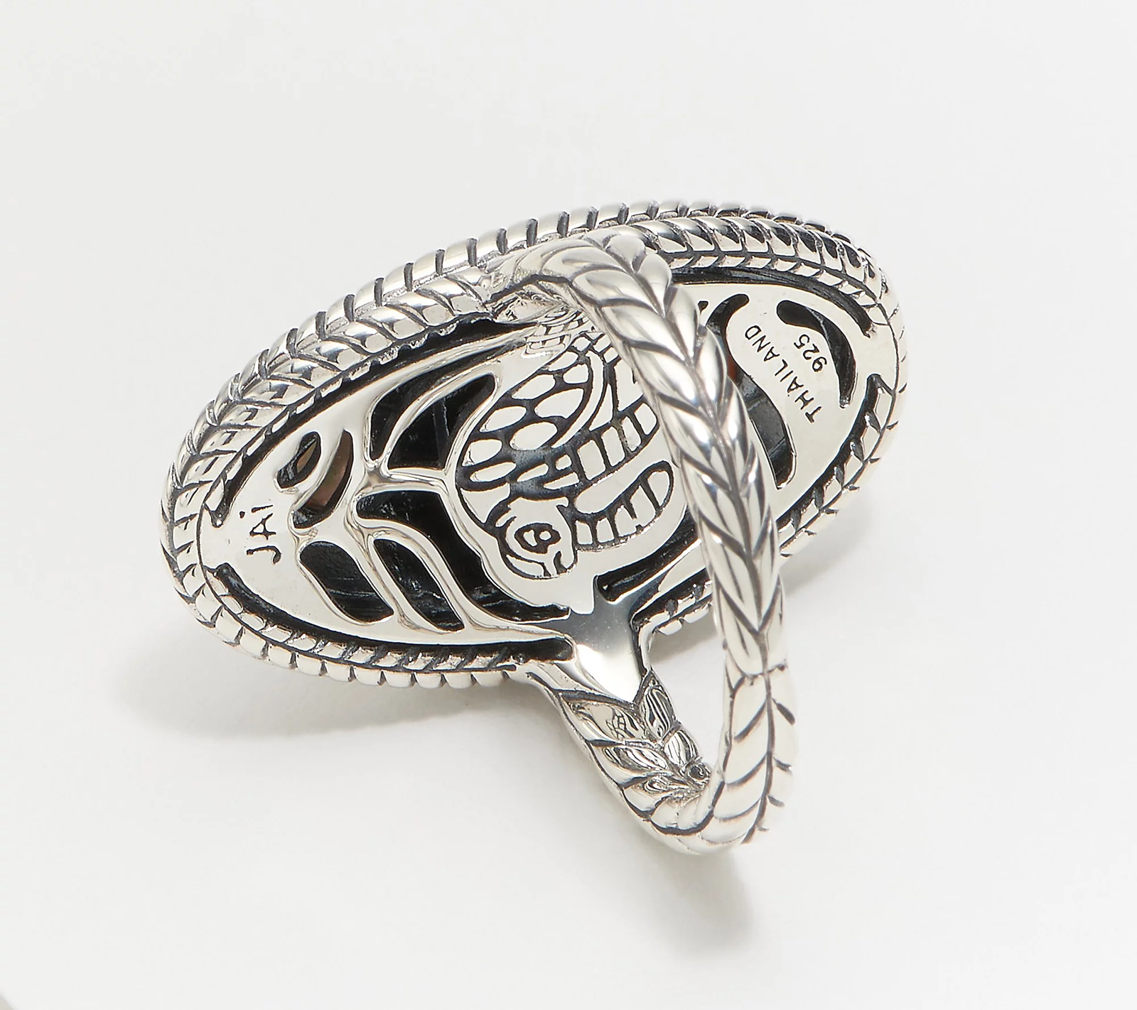 JAI Sterling Silver Kame Abalone Inlay Ring Size 8