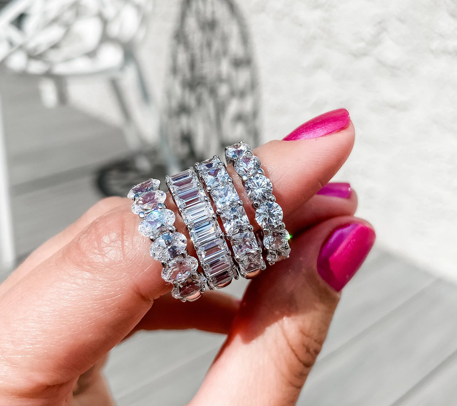 Diamonique Platinum-Clad Round Cut Bold Band Ring, Size 8