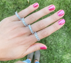 Diamonique Platinum-Clad Round Cut Bold Band Ring, Size 8
