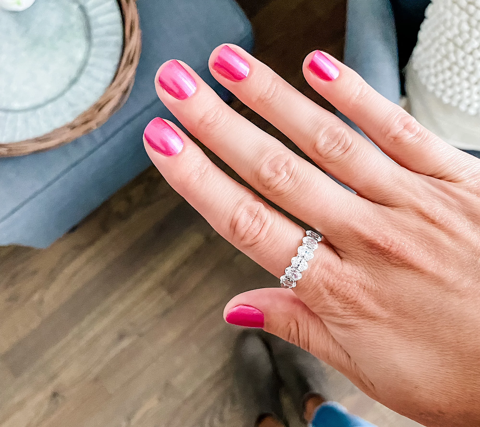 Diamonique Platinum-Clad Oval Cut Bold Band Ring, Size 5