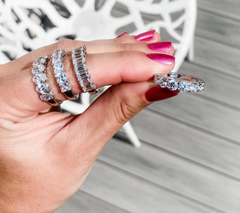 Diamonique Platinum-Clad Round Cut Bold Band Ring, Size 8