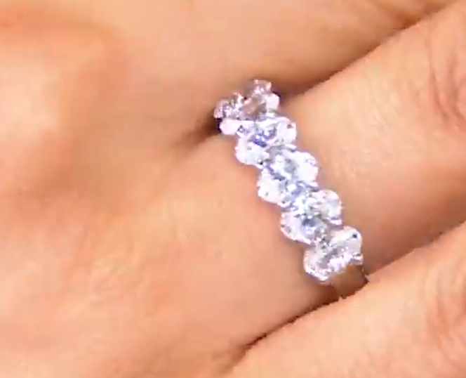 Diamonique Platinum-Clad Oval Cut Bold Band Ring, Size 5