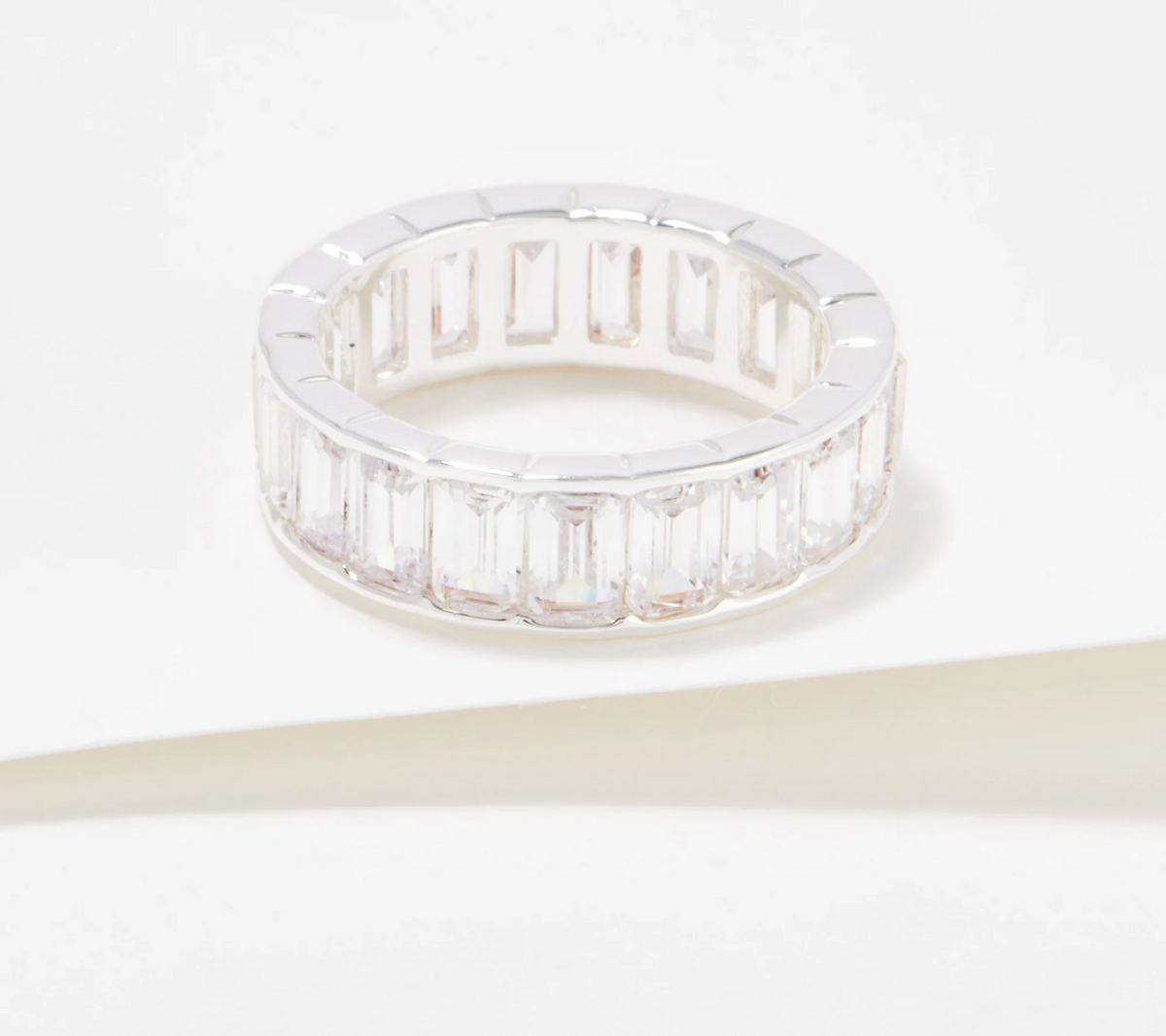 Kirks Folly Silvertone Clear Crystal Eternity Ring Size 6