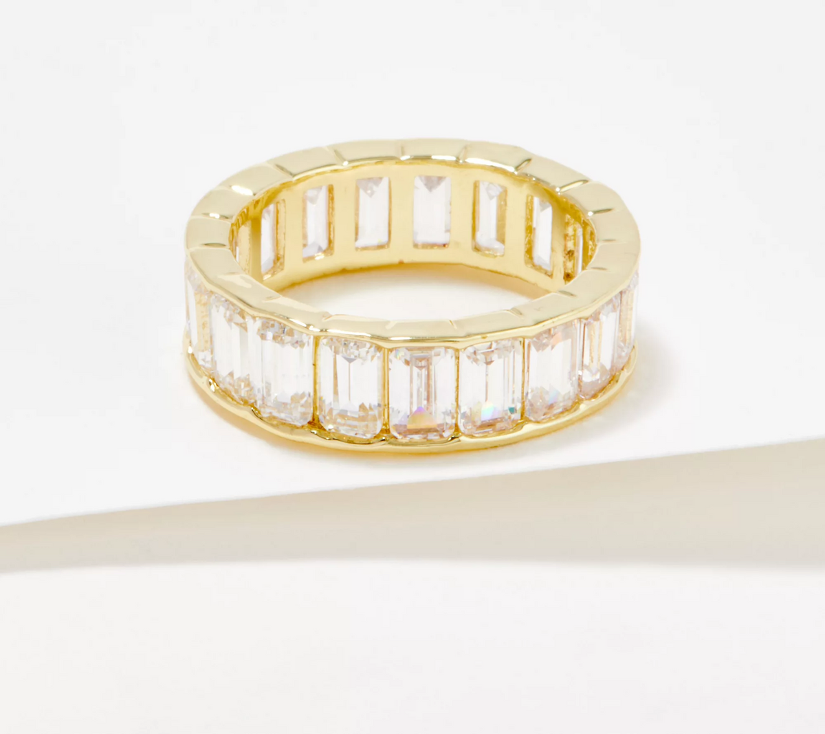 Kirks Folly Gold Tone Clear Crystal Eternity Ring Size 8