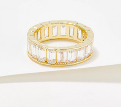 Kirks Folly Gold Tone Clear Crystal Eternity Ring Size 8