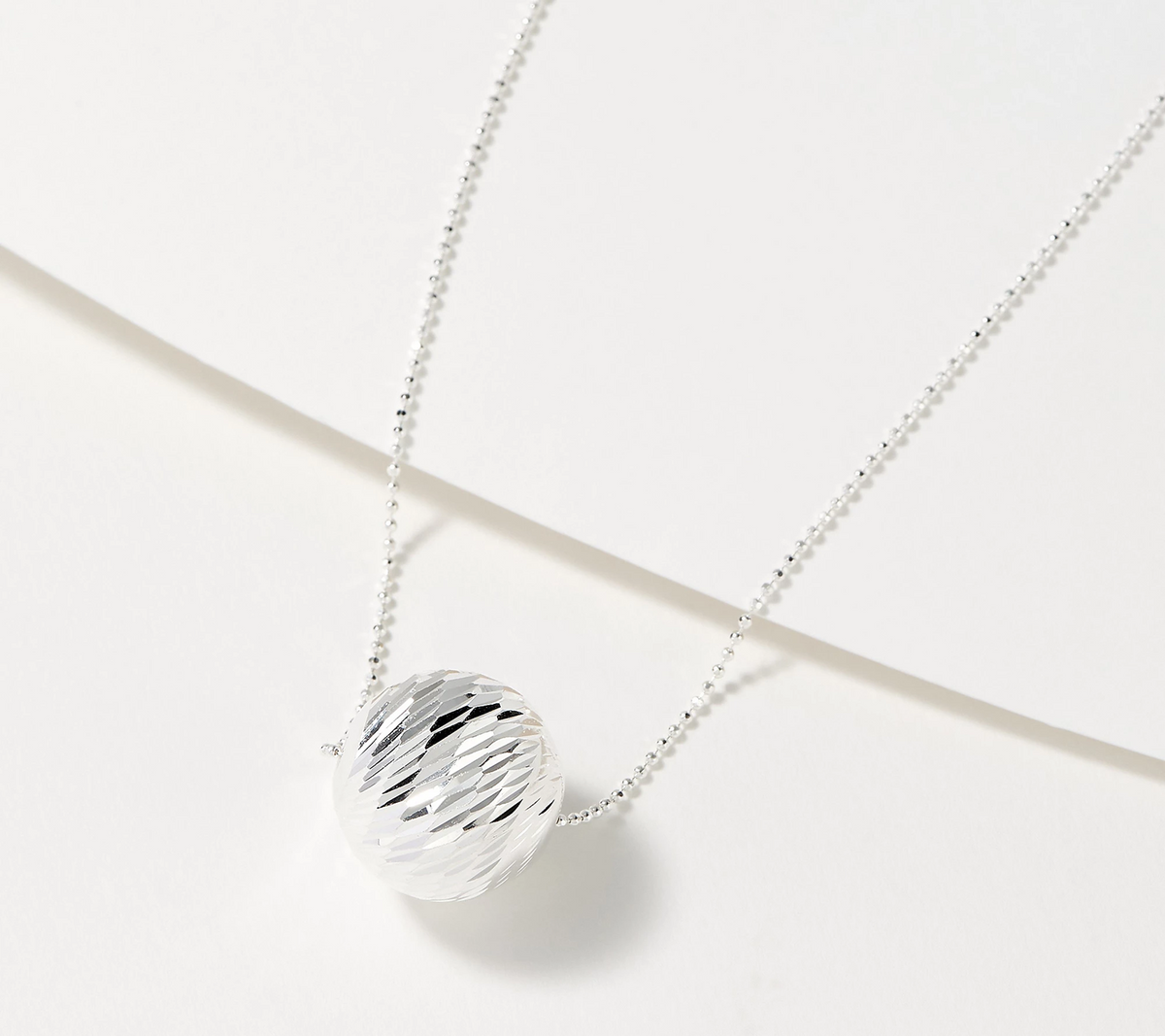UltraFine 950 Fine Silver Diamond Cut Bead Necklace 32"