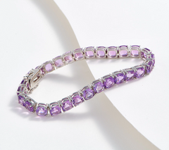 Affinity Gems Sterling Silver Semi Precious Cushion Amethyst Tennis Bracelet, 7-1/4"